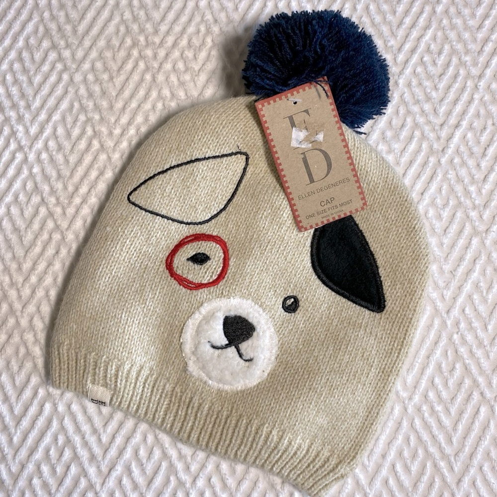 NWT Ellen Degeneres Winter Hat Dog Design